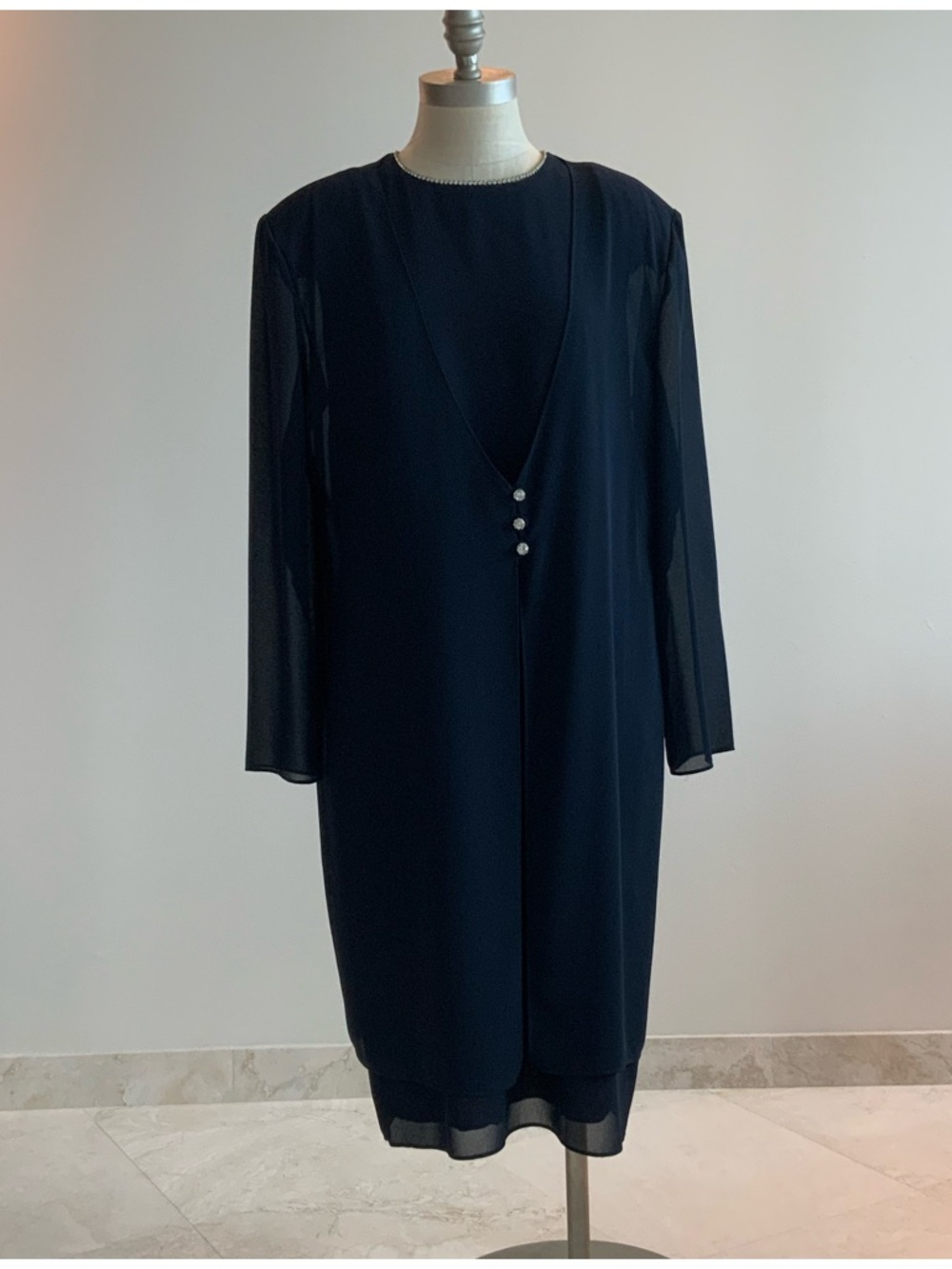 Classic After Dark Black Sleeveless Sheath Dress w/Top- Elegant and comfy sz 14